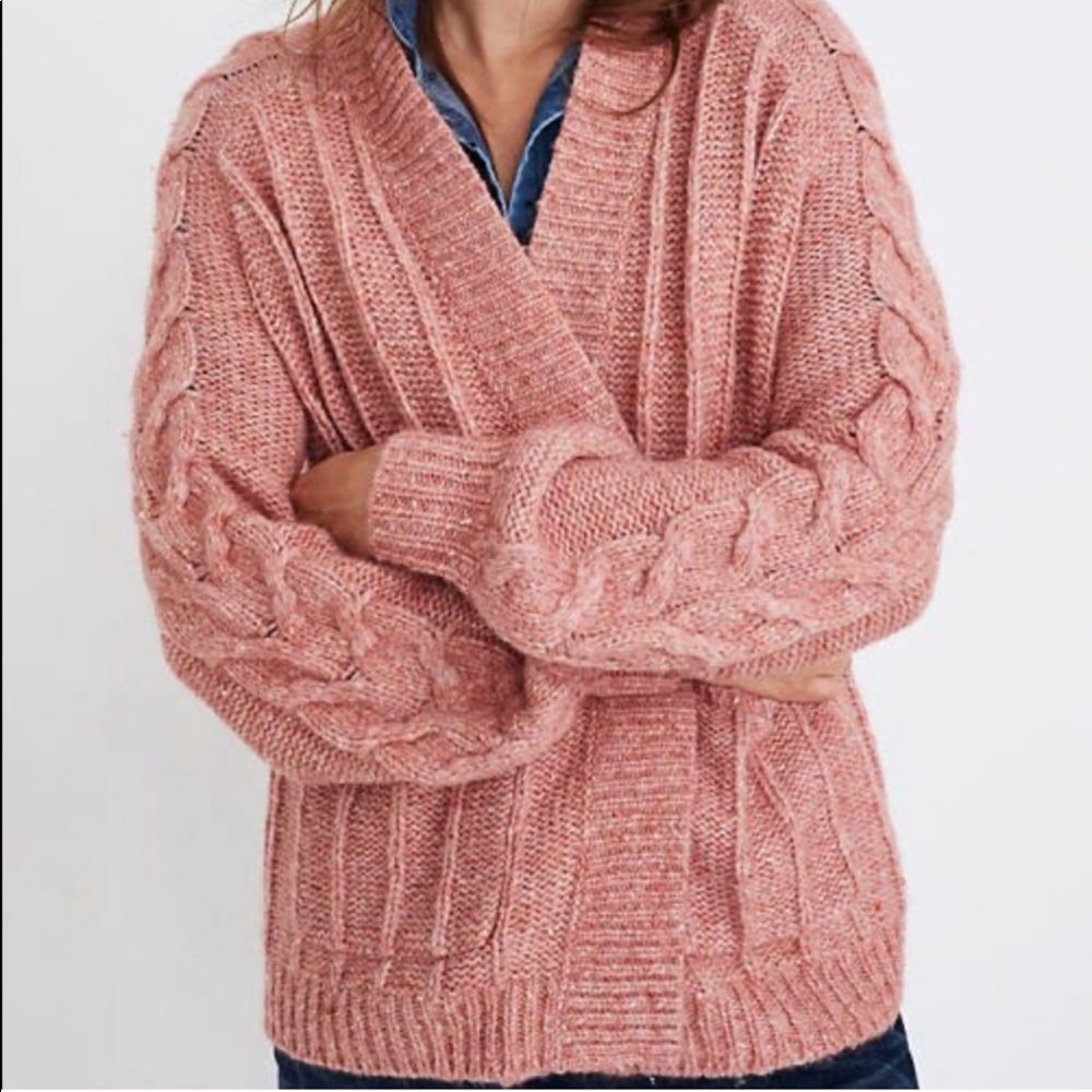 Madewell Bubble-Sleeve Cableknit Cardigan Sweater - Picture 2 of 8